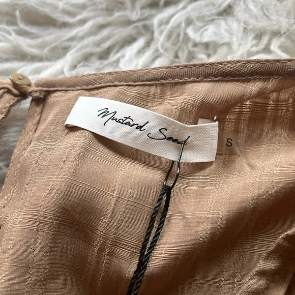 4/$24 NWT Mustard Seed 'Latte' pleated ruched tiered v-neck 3/4 sleeve dress szS - Picture 7 of 11